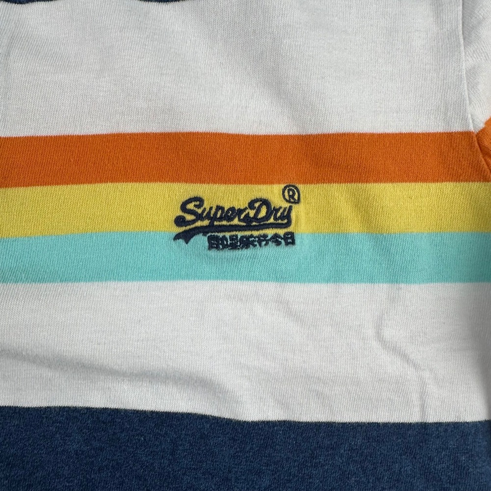 Superdry Mens Premium Polo Shirt XL Striped Navy White Orange Stripe M1110058A - Picture 2 of 8
